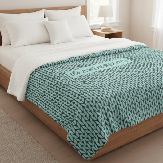 Personalized Knit Pattern Cozy Fleece Blanket Sherpa Deken