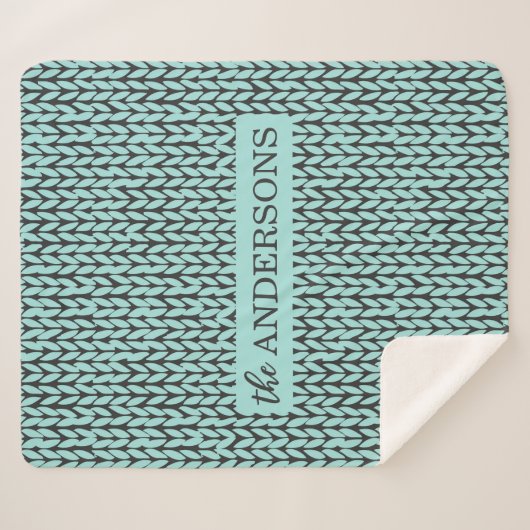 Personalized Knit Pattern Cozy Fleece Blanket Sherpa Deken (Voorkant (horizontaal))