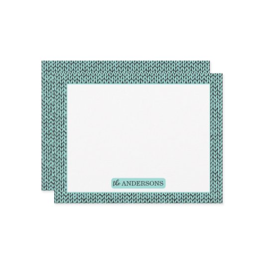 Personalized Knit Pattern Note Card Notitiekaartje (Voorkant / Achterkant in situ)