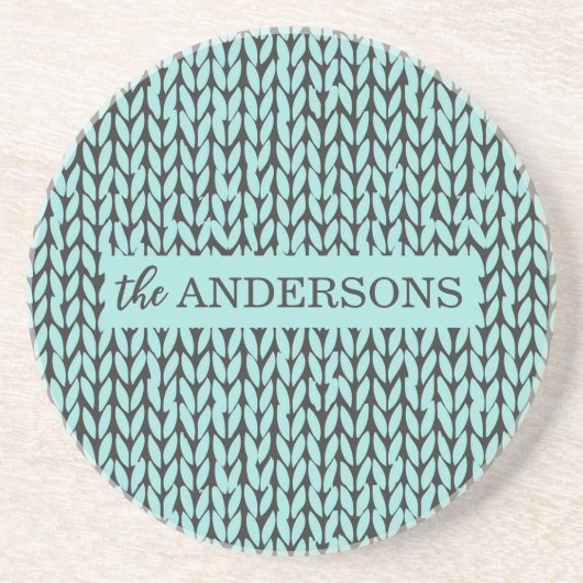 Personalized Knit Pattern Sandstone Coaster Zandsteen Onderzetter (Voorkant)