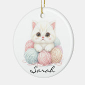 Personalized Knitting Kitten Ornament (Links)