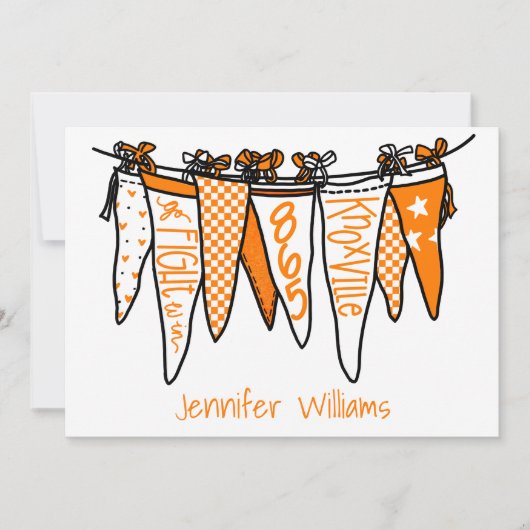 Personalized Knoxville Orange & White Pennants Notitiekaartje (Voorkant)