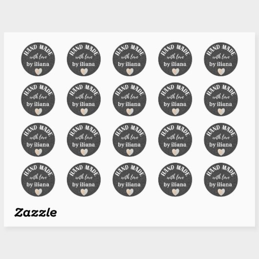 Personalized Kraft Handmade With Love Classic Roun Ronde Sticker (Vel)