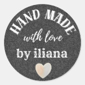 Personalized Kraft Handmade With Love Classic Roun Ronde Sticker (Voorkant)