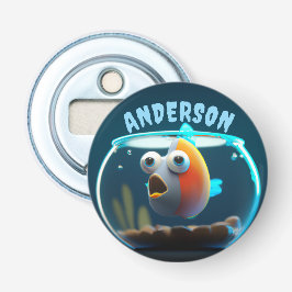 PERSONALIZED KUTE GROOT-OGIGE VERRASTE VIS BUTTON FLESOPENER