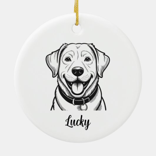 Personalized Lab Dog Christmas Keramisch Ornament (Achterkant)