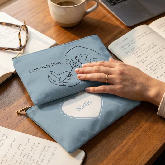 Personalized Labrador Pouch Ice Blue Dog Mom Gift Etui