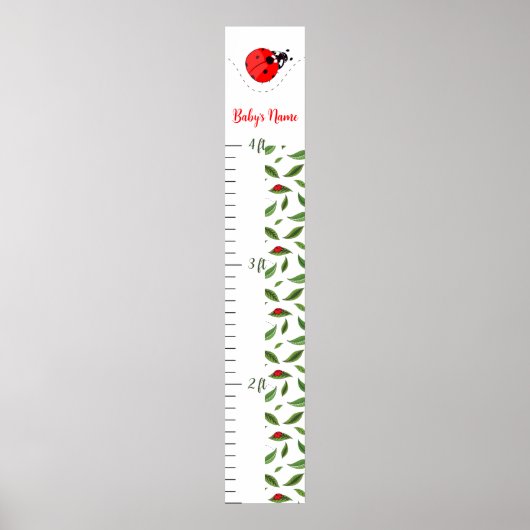 Personalized Ladybug Baby Growth Chart Poster (Voorkant)