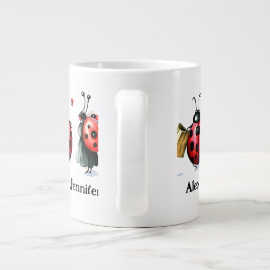 Personalized Ladybug Couple Mug Grote Koffiekop (Achterkant)