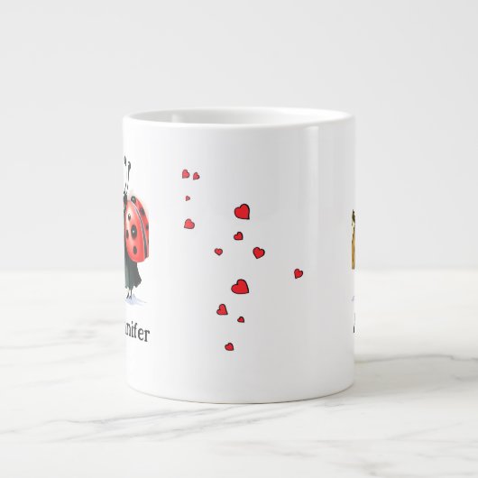 Personalized Ladybug Couple Mug Grote Koffiekop (Voorkant)