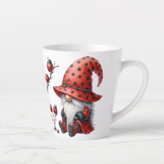 Personalized Ladybug Gnomes Latte Mug Latte Mok (Rechts)