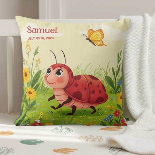 Personalized Ladybug Pillow – Baby Name Kussen