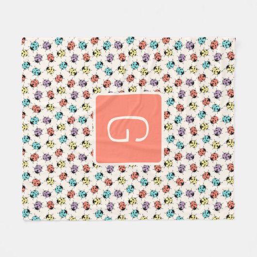 Personalized Ladybug Throw Blanket Fleece Deken (Voorkant (Horizontaal))