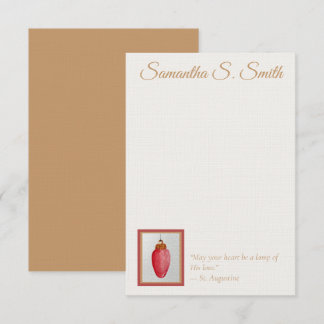 Personalized Lamp of Love Flat Note Card Kaart