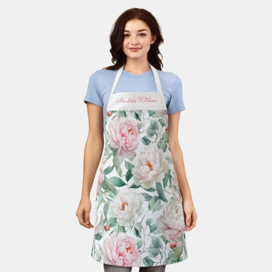 Personalized Large Floral Pattern Pink White Green Schort (Gedragen)