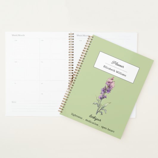 Personalized Larkspur Flower Birth Month Floral Planner (Display)