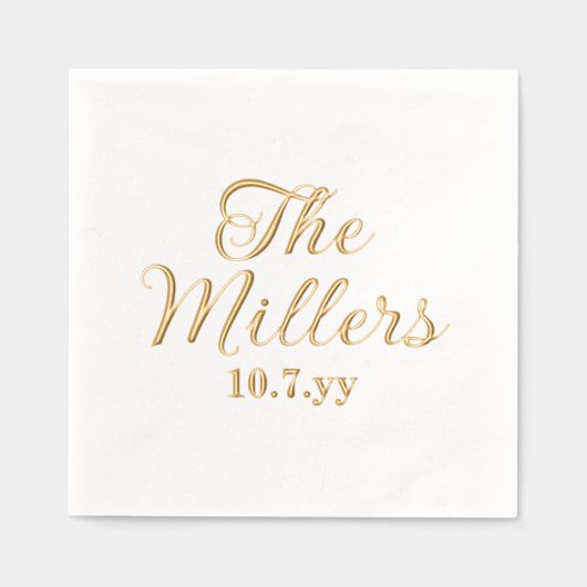 Personalized Last Name Custom Wedding Reception Folie Servetten (Voorkant)