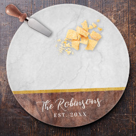 Personalized Last Name Est Date Round Glass Snijplank