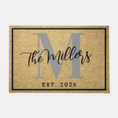 Personalized Last Name Initial Est Year Coir Print Deurmat (Voorkant)