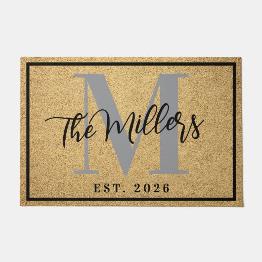 Personalized Last Name Initial Est Year Coir Print Deurmat (Voorkant)