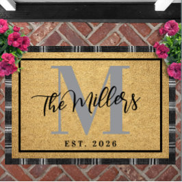 Personalized Last Name Initial Est Year Coir Print Deurmat