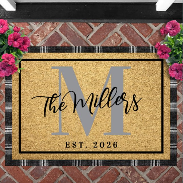 Personalized Last Name Initial Est Year Coir Print Deurmat (Personalized Last Name Initial Est Year Coir Print Doormat Custom Welcome Mat Established Date House)