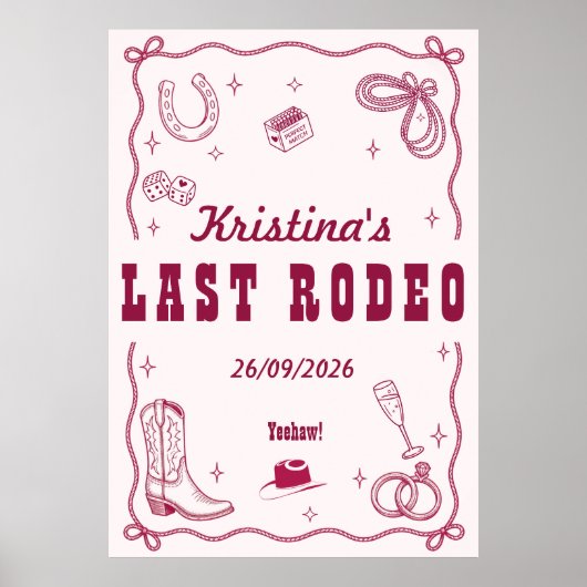 Personalized Last Rodeo Western Bachelorette Party Poster (Voorkant)