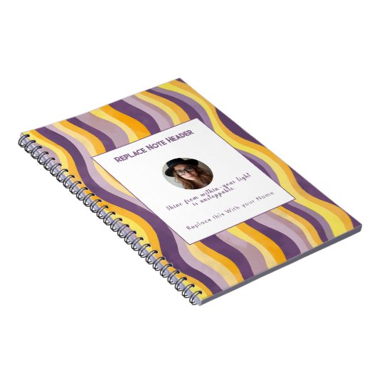 Personalized Lavender and Yellow Wave Patterned Notitieboek (Rechterzijde)