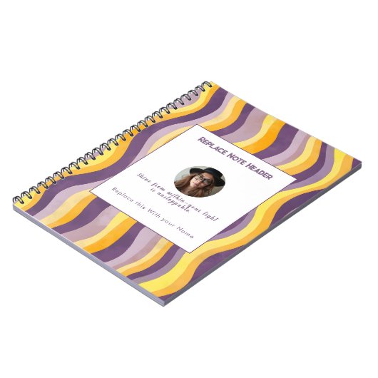 Personalized Lavender and Yellow Wave Patterned Notitieboek (Linkerzijde)