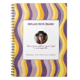 Personalized Lavender and Yellow Wave Patterned  Notitieboek