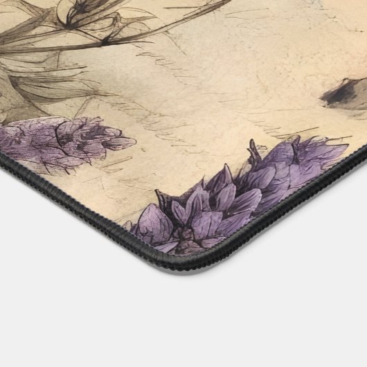 Personalized Lavender Butterfly Vintage Art Bureaumat (Hoek)