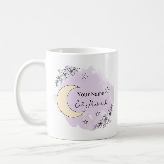 Personalized Lavender Eid Mubarak Coffee Mug Koffiemok (Links)