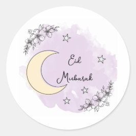 Personalized Lavender Eid Mubarak Stickers