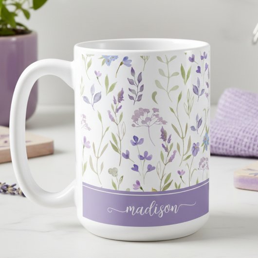 Personalized Lavender Floral Mug Koffiemok