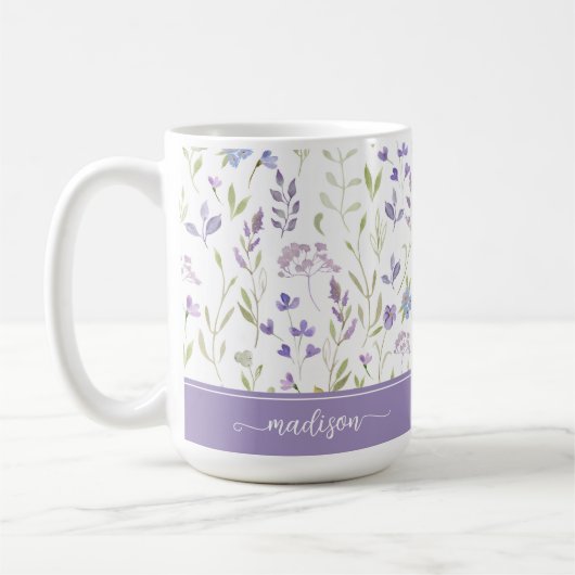 Personalized Lavender Floral Mug Koffiemok (Links)