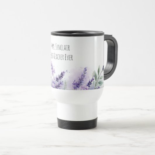 Personalized Lavender Flowers Teacher Appreciation Reisbeker (Voorkant rechts)