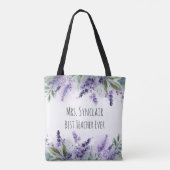 Personalized Lavender Flowers Teacher Appreciation Tote Bag (Achterkant)