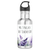 Personalized Lavender Flowers Teacher Appreciation Waterfles (Voorkant)