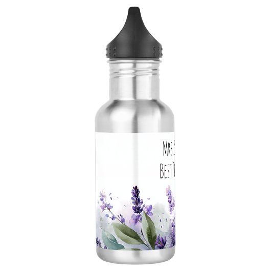 Personalized Lavender Flowers Teacher Appreciation Waterfles (Links)