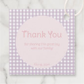 Personalized Lavender Gingham 1st Birthday  Bedankjes Labels (Achterkant)