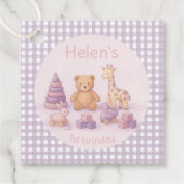 Personalized Lavender Gingham 1st Birthday  Bedankjes Labels (Voorkant)