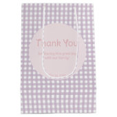 Personalized Lavender Gingham 1st Birthday  Medium Cadeauzakje (Achterkant)