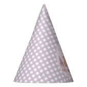 Personalized Lavender Gingham 1st Birthday Paper Feesthoedjes (Links)