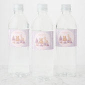 Personalized Lavender Gingham 1st Birthday  Waterfles Etiket (Flessen)