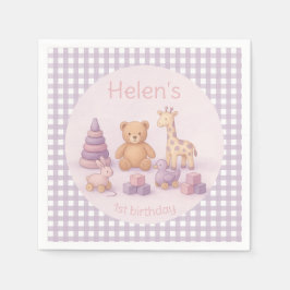 Personalized Lavender Gingham Baby Shower Napkins Servet