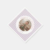 Personalized Lavender Gingham Birthday Photo Servet (Hoek)