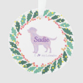 Personalized Lavender Labrador Retriever Christmas Ornament (voorkant)