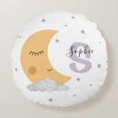 Personalized Lavender Moon Nursery Pillow Custom Rond Kussen (Voorkant)