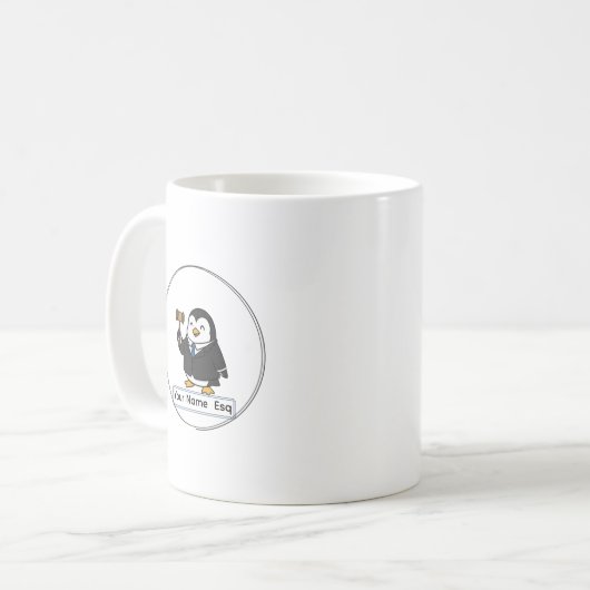 Personalized Lawyer Esq Penguin Ceramic Vessel Koffiemok (Voorkant links)