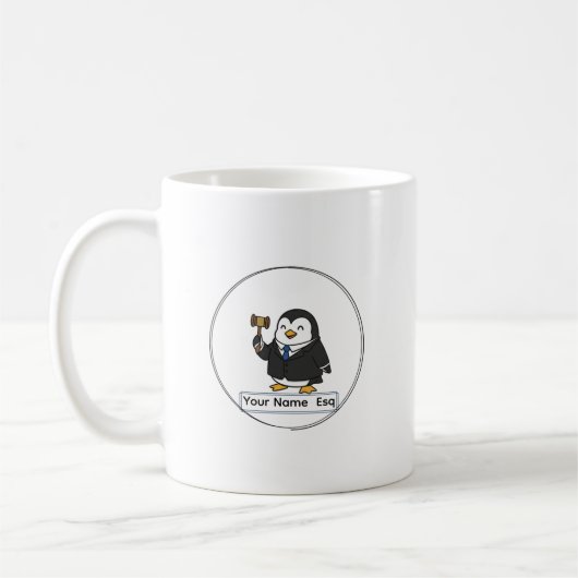 Personalized Lawyer Esq Penguin Ceramic Vessel Koffiemok (Links)